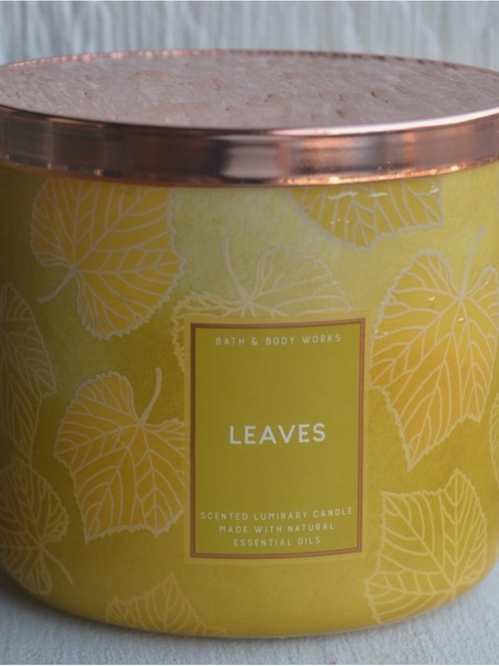Bath & Body Works Yellow Leaves Scented Luminary Candle with Metallic Lid